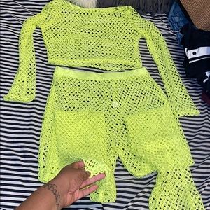 Neon Green 2 Piece net coverup